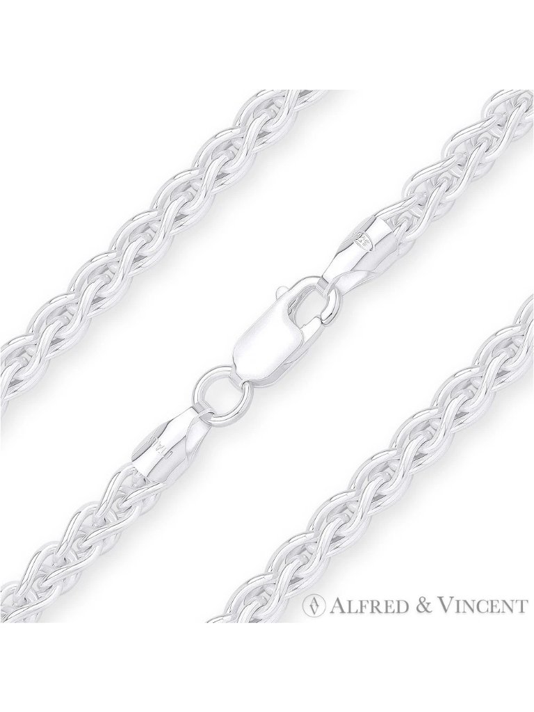 5mm Classic Wheat Link Italian Spiga Chain Bracelet In .925 Sterling Silver 8"